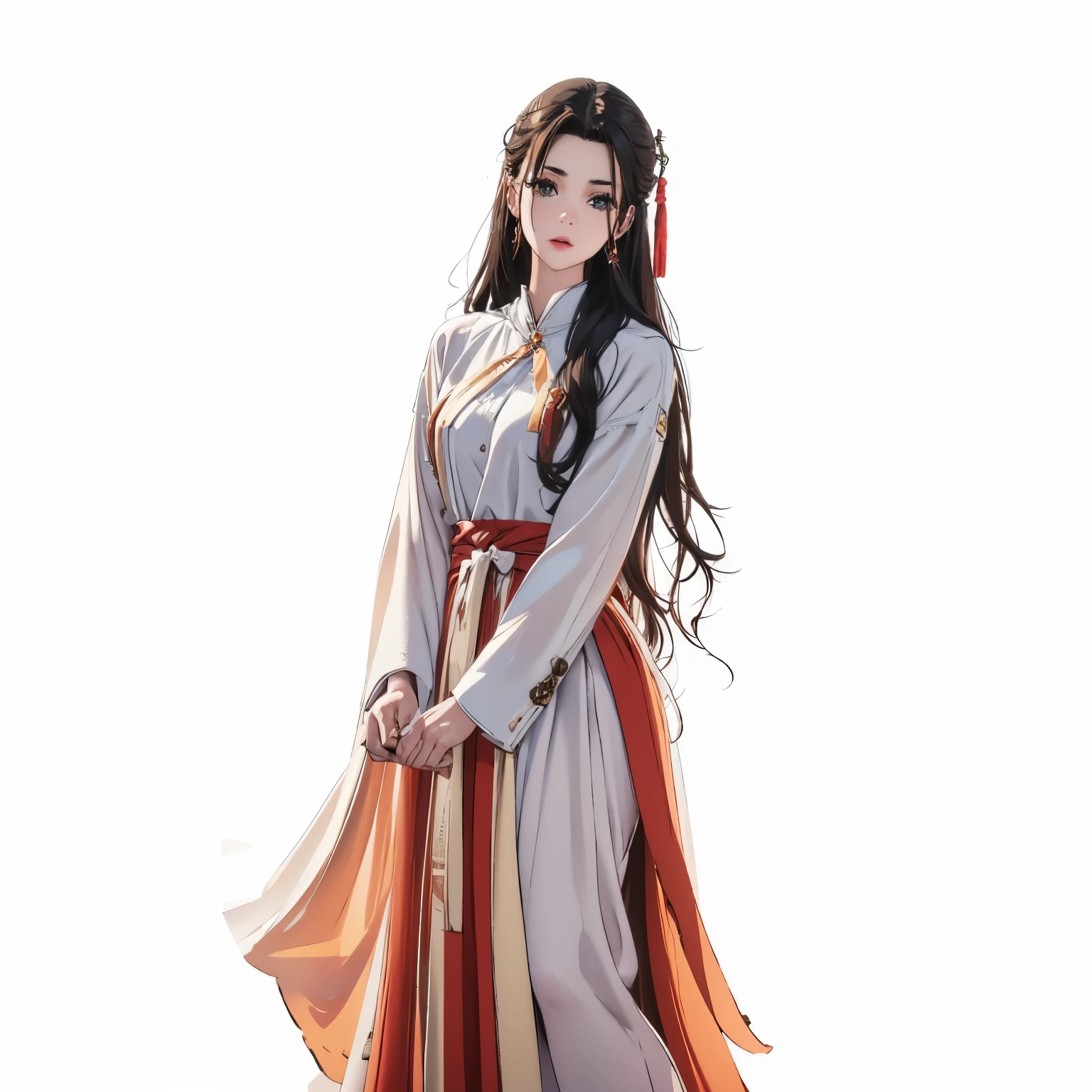 Front view of a woman，H cup， are perfectly detailed，has exquisite facial features， Clothes are exquisite ， Game Character Design ，3D Rendering