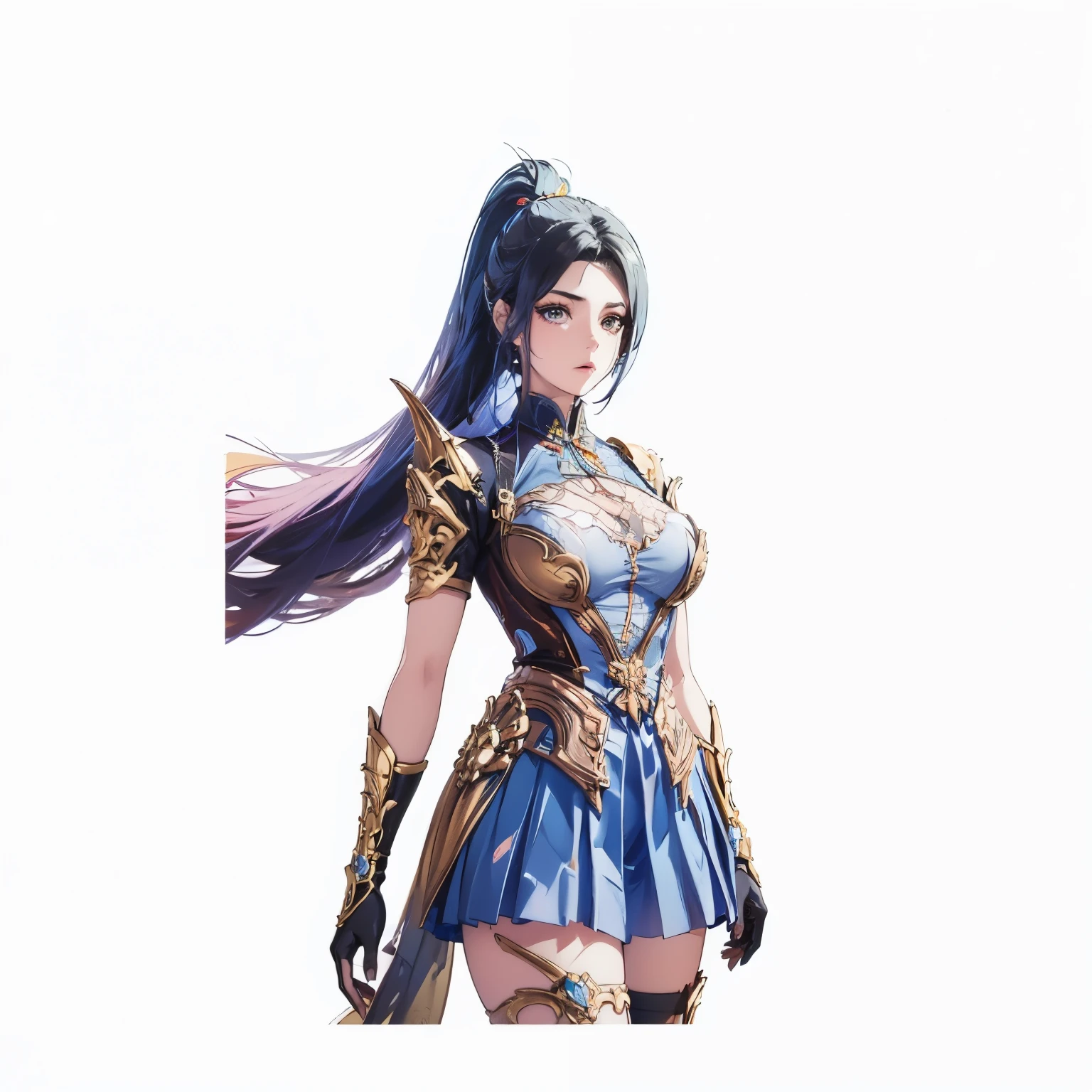 Front view of a woman,H cup, are perfectly detailed,has exquisite facial features, Clothes are exquisite , Game Character Design ,3D Rendering