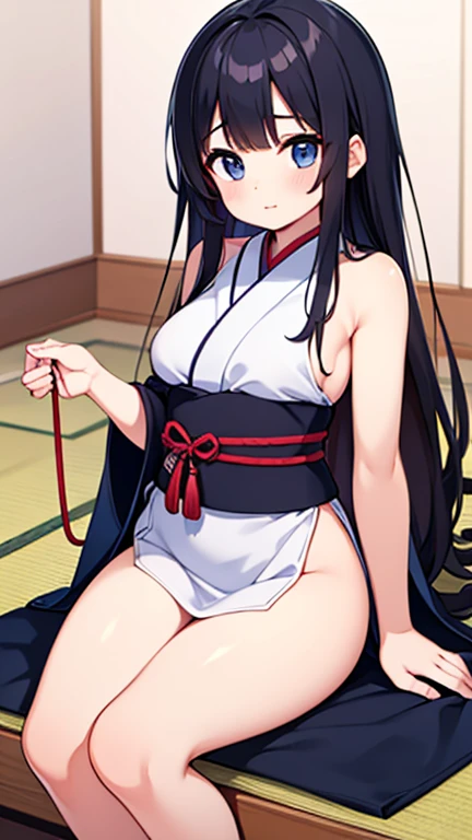 (masterpiece), best quality, expressive eyes, perfect face, hentai, pov, doggystyle, backshots, sex from the back, penis inside the vagina, black hair, thighhighs, underwear, cleavage, hair ornament, navel, panties, japanese clothes, sash, geta, obi, black thighhighs, black panties, green eyes, very long hair, long hair, facial mark, daki,