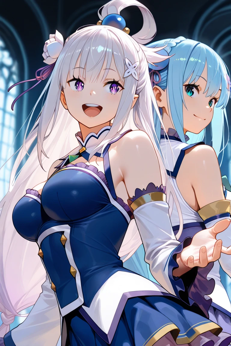anime girl with big boos posing naked in blue dress, artoria pendragon, seductive anime girl, in dress, breasts covered and sfw, ayaka genshin impact, render of april, revealing clothes, ecchi, cushart krenz key art feminine, oppai, commission for high res, cute anime waifu in a nice dress, oppai proportions, 1girl