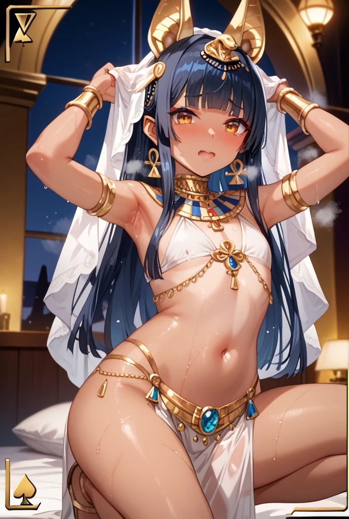 ancient Egypt, , 1girl, night, glow eyes, brown eyes, see-through ancient egyptian dress, flat chest, short brown hair, best quality, show off breasts, show off nipples, bare nipples, topless, puffy nipples, pussy juice, {{{contemptuous, disdain, disgust, cry}}}, bastet, SM, BDSM, shibari, chain, shackles, bondage, torture, the dungeon, captivity, slave, spread pussy