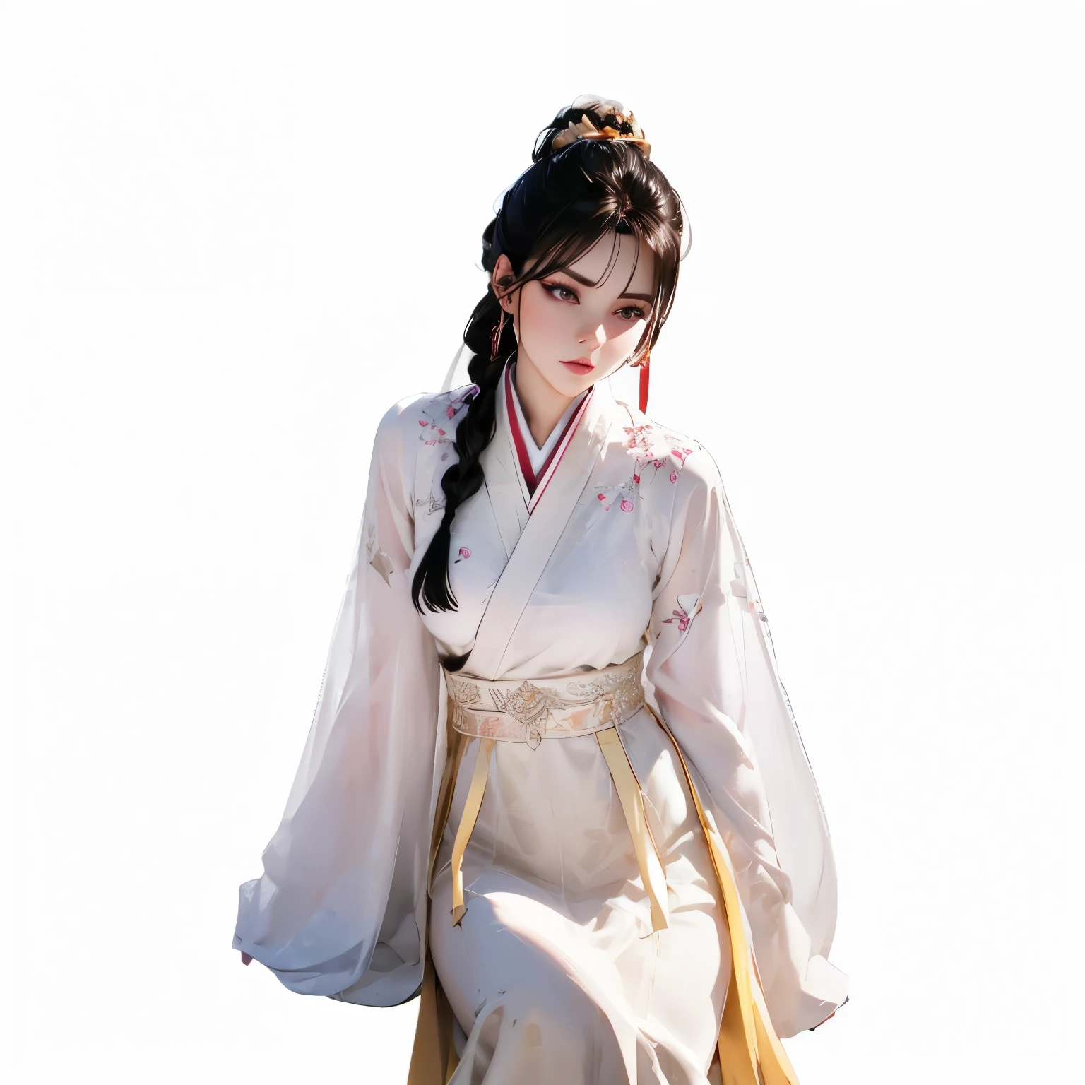 Front view of a woman,H cup, are perfectly detailed,has exquisite facial features, Clothes are exquisite , Game Character Design ,3D Rendering