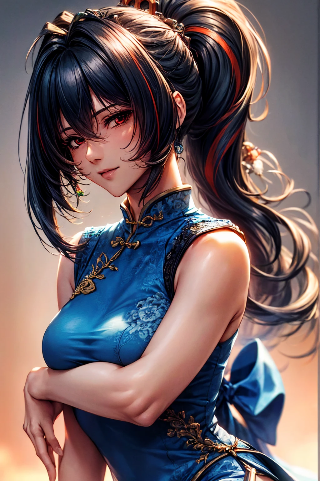 (masterpiece), (best quality), (ultra detailed),(illustration), (1girl), ((small breast:1.5)),(Wearing a Unique Aodai ), Fashion model, looking at viewer, (interview), (simple background),beautiful detailed eyes, delicate beautiful face,(high saturation),(colorful splashes),colorful bubble,(shining), focus on face, (( Jet hair)), bangs ,(( shoulder lenght hairs:1.5 )).Girl, anime waifu,((small breast:1.5)), highlydetailed, reflections transparent iridescent colors, long transparent iridescent RGB hair, artby Serafleur from artstation, thick acrylic,illustration on pixiv, waist up portrait, gorgeoussacred girl, best quality, ultra detailed,sad,clever,beautiful face , beautiful lighton black background, Character stvle renderedby Octane,cute emotion, cute smile,((Egyptian Blue unique Aodai)),(( Violet ao dai outfit patterns))