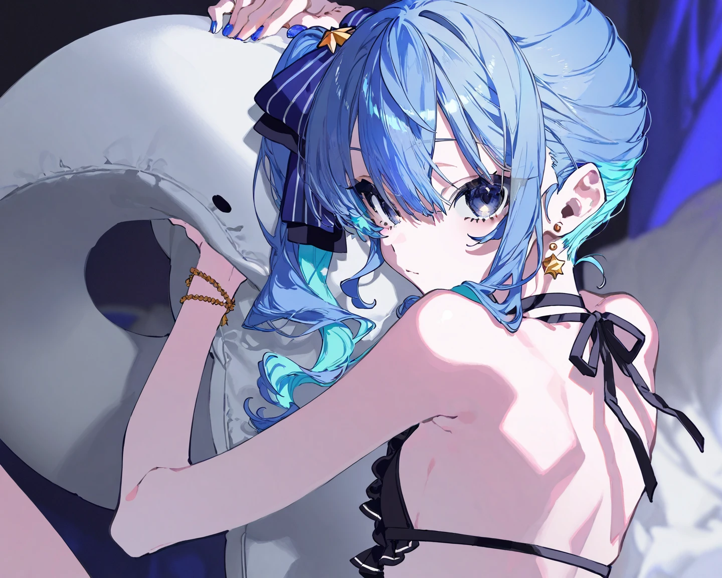 (((NSFW))), armehind_back, ball_gag, bdsm, bondage, bound, bound_ankles, bound_arms, bound_legs, bound_wrists, box_tie, breast_bondage, crotch_rope, gag, gagged, red_rope, restrained, rope, shibari, shibari_over_clothes, tape_gag, cloth_gag, improvised_gag, cleave_gag, tied_up_\(sexual\), bit_gag, suspension, bangs, frogtie, parted_bangs, tape, femdom, red_eyes, breasts, saliva, ribbon_bondage, nose_blush, whiegwear, dress, chained, looking_at_viewer, blush, 1girl, long_sleeves, ring_gag, spreader_bar, skin indentation, looking_to_the_side, cat_ears, gloves, bare_shoulders, full_body, droolinedium Boobs)), realistic art, extremely delicate and beautiful, ultra-detailed, (1girl), ((Blue eyes, floating, detailed light, illustration, dynamic angle, depth of field, ((((milf)))), girly, ((Blue and White hair, multicoloured hair, Blue highlights hair, (Ponytail), hair ornament, hair flower, flower, makeup, braid, smile)), demon eyes, fangs, pale white skin, (((best quality, tall girl, (skin indentation), (blur background:0.6), (casual yet stylish, ((Demon Horns)), ), gorgeous, (short hair:1.5), soft lighting, wind, (front light:1.5), surprised, choker, smile, jewelry, earrings))), ((( , (crazy eyes:1.3), (wide-eyed:1.2), (glowing eyes), (Demon) ))), (((a close up of a person with a weird face and nails, gothic maiden anime girl, gothic - cyberpunk, cyberpunk horror style, gothic art style, detailed digital anime art, gothic art, demon anime girl, gothic girl face, anime style 4 k, dark art style, anime cyberpunk art, gothic aesthetic, 18 - year - old anime goth girl, gothic horror vibe, masterpiece, top quality, best quality,watercolor (medium),official art, beautiful and aesthetic:1.2),(1girl:1.3), (fractal art:1.3),upper body, from side, looking at viewer,patterns,(rainbow color Hair,colorful hair,half blue and half pink hair:1.2),water,liquid, cloud,colorful, starry,stars,