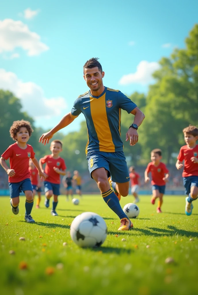 Messi with the kids