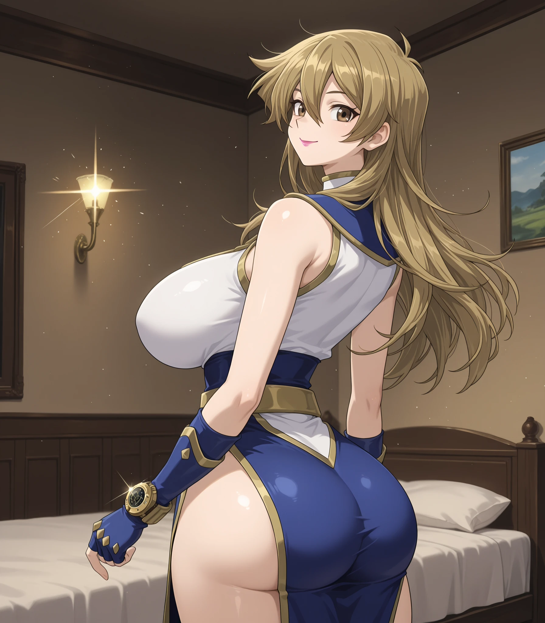 masterpiece, best quality, absurdres, looking at viewer, (light_smile:0.6),
1girl, ahoge, rabbit ears, playboy bunny, artoria pendragon \(swimsuit ruler\) \(fate\), large breasts , blonde hair, green eyes, french braid, pony tail
bare shoulders, large breasts , cleavage,
clothing cut out, wrist cuffs, detached collar, cutout, feather boa,
white leotard, blue necktie, blue pantyhose, single thigh strap, hands_above_head,(squat:1.3),(spread_legs:1.3),rabbit_pose,solo,stretch_fingertips