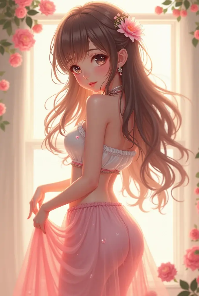 Illustration, Anime Style, (Masterpiece, Top Quality, Ultra Detailed, High Definition), Perfect Face, Beautiful Eyes, Smile, Side Light, Shiny Skin, (Bloom), (Shine), Lighting, Ray Tracing, 1girl, Solo, Blonde and Black Hair Mixed, Black Moisturized Eyes, Summer Short Sleeves, Hair Bow, Pink Skirt, Bow, Pink Bow, Lips, Upper Body, Curly Hair, Chest, Parted Lips, Jewelry, depth_ of_field, Very detailed background, Very detailed background, Masterpiece, Super detail, Great composition,Dynamic Angle,[Bottle Bottom],(Wide Shot), Very Delicate and Beautiful,(Best Quality), (Master Work), Depth of Field, Solo, Extreme Light and Shadow, Masterpiece, Detailed, (Fine Features), (Best Quality), (Masterpiece), (Detail), (Beautiful) Detail,Beautiful Detail Eye,(Straight On), Upper Body,(Very Detail CG Unity 8k wallpaper),(Masterpiece), (Best Quality), (Super Detail), (Best Illustration)(Best Shadow),Perfect Lighting,Perfect ???????