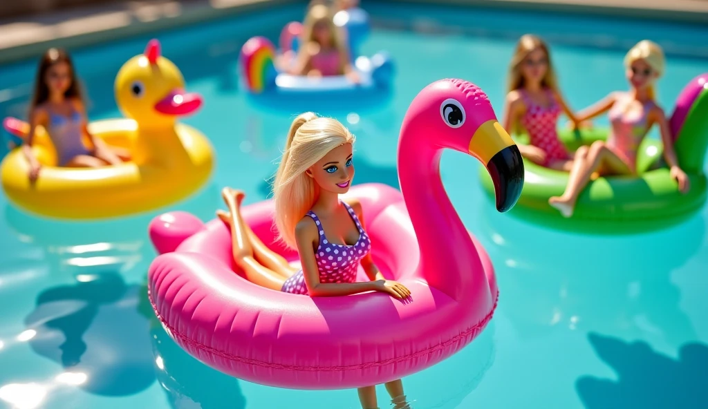 An alluring anthropomorphic white and plum purple pelican named Captain Beakman in her purple bikini is relaxing on her large inflatable flamingo float in her swimming pool, when Cora Beakman, an alluring and sexy anthropomorphic white and plum purple pelican in her pink bikini, and the younger sister of Captain Beakman, has pull the plug on Captain Beakman's Flamingo float. Cora watch and giggled as Beakman and her Flamingo float slowly sinks in the pool.
