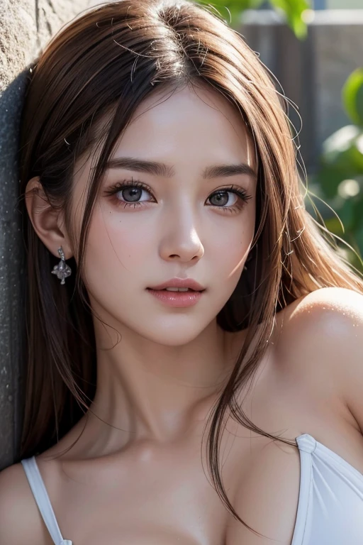 (best quality, 8k,32k,masterpiece, UHD:1.2),extremely detailed CG unity 8k wallpaper,intricate details,Raw photo,(photorealistic:1.4),atmosphere,ultra high res,Realistic,Real,Huge_filesize,incredibly absurdres,(centered:1.3),Ultra illustration,(ultra-detailed),dramatic lighting,various colors,depth of field,art by krenz cushart,golden hour lighting,taken by Canon EOS,SIGMA Art Lens 35mm F1.4,ISO 200 Shutter Speed 2000,blurry background,
BREAK,
1girl,(smile:1.4),slim body,(long straight hair:1.4),solo,20-year-old Japanese beautiful woman, (cherry blossom, lightblue camisole:1.6),(light brown hair:1.5),((brown eyes)),Large breasts,chest, Soft white skin that shines with every detail,pale skin,Very beautiful face,Very well-formed face,Natural and realistic face,Best,beautiful detailed eyes,striking eyes,Eyes drawn in detail, smile with your mouth closed,Detailed mouth,Detailed lips,shiny beautiful lips,Glossy lips,simple earrings,necklace,jewelry, solo focus,low neckline,
BREAK,
Front lighting,kool,Standing,sensual expression, BREAK,
(Dutch angle:1.4),looking at viewer,
BREAK,tzuyu,yui aragaki,