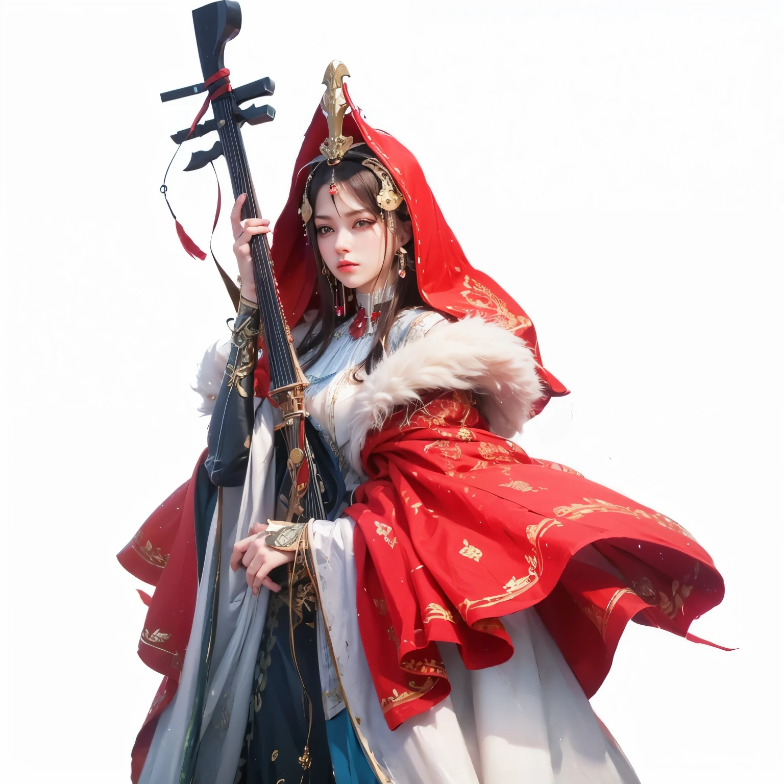 Front view of a woman,H cup, are perfectly detailed,has exquisite facial features, Clothes are exquisite , Game Character Design ,3D Rendering