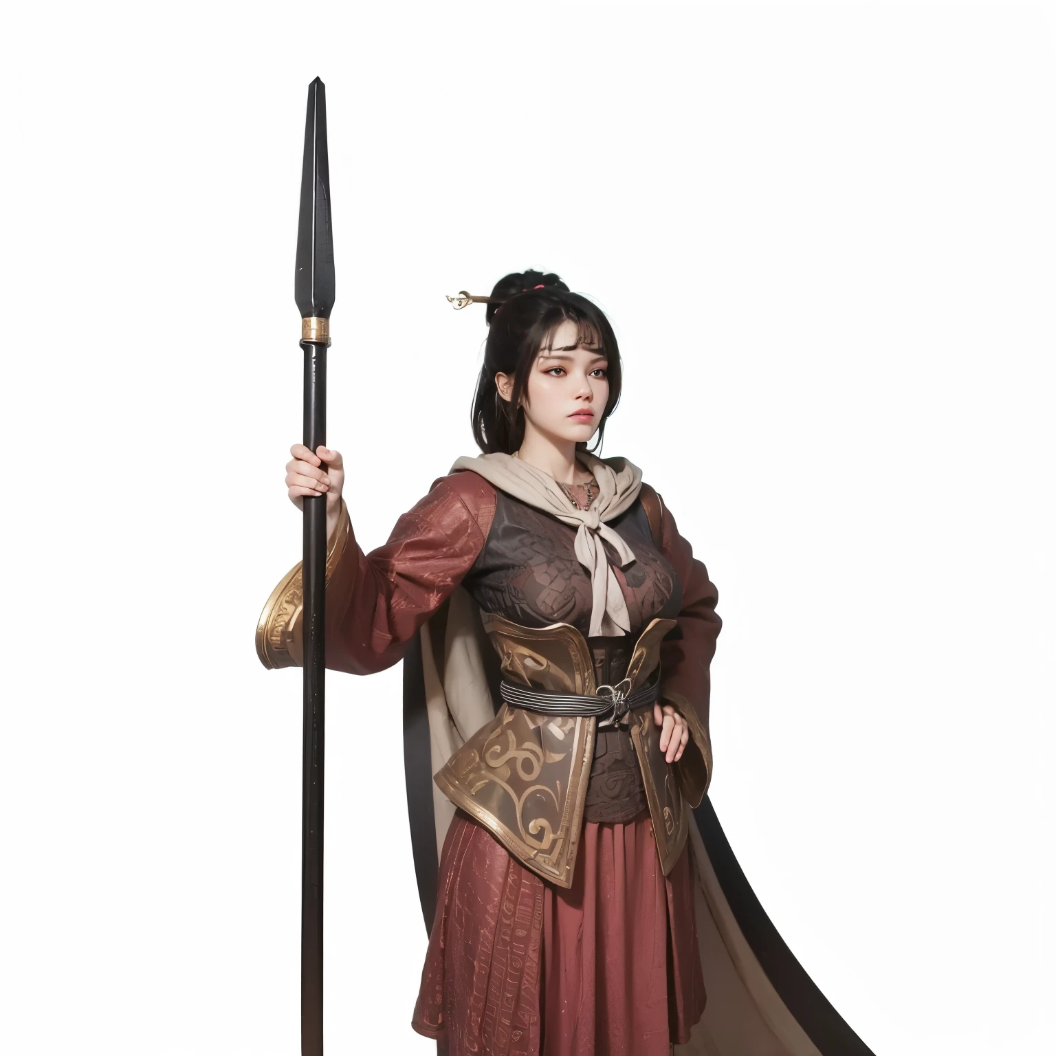 Front view of a woman,H cup, are perfectly detailed,has exquisite facial features, Clothes are exquisite , Game Character Design ,3D Rendering