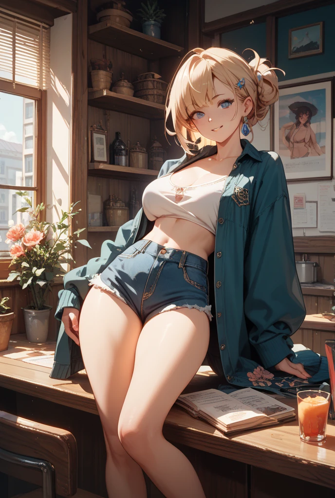 girl youtuber,(((1girl))),((extremely cute and beautiful blonde curly-haired girl)),
(short breasts:1.4),big butt,(((blonde curly hair:1.35,very curly hair,colored inner hair,ear breathing,short hair))),(((green_eyes:1.3))),intricate eyes,beautiful detailed eyes,symmetrical eyes,big eyes:1.3,((fat)),(((lustrous skin:1.5,bright skin: 1.5,skin tanned,shiny skin,very shiny skin,shiny body,plastic glitter skin,exaggerated shiny skin,illuminated skin,wet legs))),detailed body,(detailed face),
cute,slutty,seductive,erotic,(((nsfw))),
(sexy lingerie),two-pieces lingerie,((cleavage)),(semi-naked,with little clothing),((tiny thong,thong intricate)),((tiny bra, bra intricate, bra with an anime art print)),(open silk robe, ((intricate outfit,intricate clothes))),
(dynamic pose:1.0),embarrassed,(centered,scale to fit dimensions,Rule of thirds),
(girl's room,cute bedroom,Nice room,messy room, bedroom, in his room, Chaotic teenage bedroom, messy bedroom),scenery:1.25,((intricate scenery)),