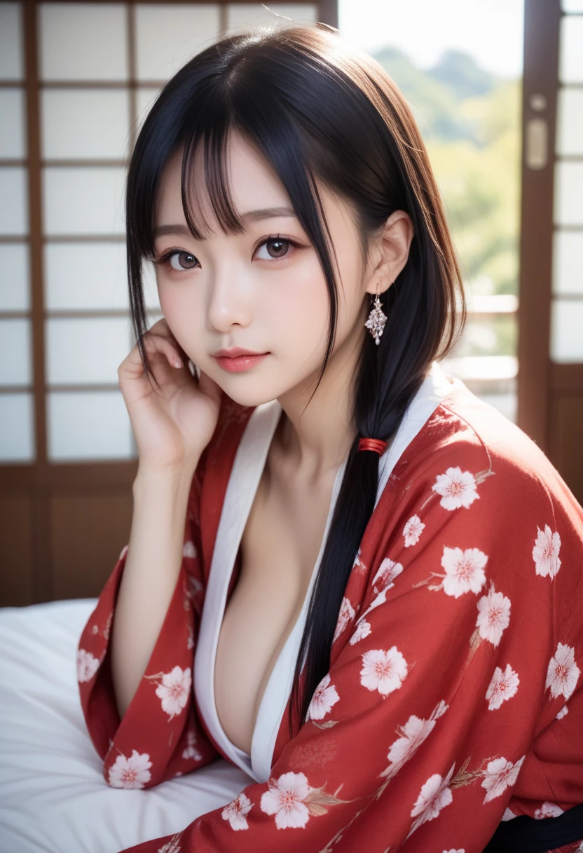 femele、(Colorful kimono_clothes:1.Wearing 3)、holiday、good hand、4K、hight resolution、​masterpiece、top-quality、headw:1.3、((Hasselblad photo))、Fine skin、foco nítido、(Cinematographic lighting) 、natta、Soft lighting、dynamic ungle、[:(详细的脸:1.2):0.2]、medium chest、outside、((top-quality、8K、​masterpiece:1.3, Photorealsitic:1.4, Realistic human skin)), From  above, {{{{upward-eyed}}}}, {{{{look up at viewer}}}}, Face Focus, Close Shot, ((,Straight long hair, fair white skin)), Japan schoolgirl, 1 female, A dark-haired, With bangs, small tits, cleavage, a baby face:1.0, sand beach, Black eyes, Highly detailed facial and skin texture, A detailed eye, Detailed lips、Highly detailed hair depiction, nose blush, Natural makeup:1.0、absurderes、女の子 1 人、star eye、red blush、(realisitic:1.5)、(​masterpiece、Highly detailed CG unified 8k wallpapers、top-quality、hight resolution:1.2)、(ultra-detailliert、UHD:1.2)、(pixiv:1.3)、perfect illumination、distinctive、(a beauty girl:1.2)、Viewer's Perspective、Unreal Engine、side lights、face perfect、A detailed face、beautidful eyes、Clean face、(bright skin:1.3)、idol、ulzzang-6500-v1.1、Soft smile、(dark red hair)、(simple background)、((dark backgrounds))、(depth of fields)、a closeup、selphie、Open legs((Ultra-realistic details))、high-level image quality、Real Live Photos、a japanese girl(modest beautiful breasts、Sheer whiteＹThe shirt、Unlock button、The chest is visible、Lower innerless、No cloth)、Lying in bed、detaile(Black hair、dishevled hair、dual)、full body photographed、A sexy、Flowing fluid、Pink folds open to see deeper、All clothes disappeared、Soft and clean skin