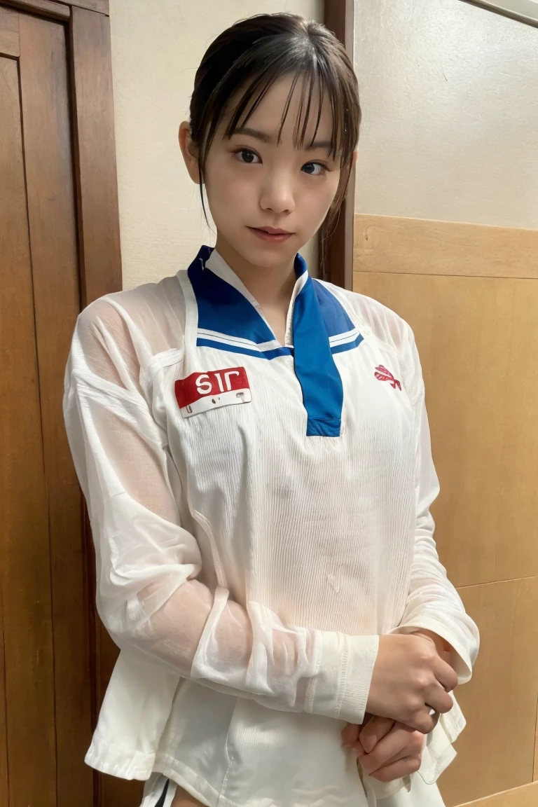 Huge breasts、Big Breasts、High angle shot、Center View、Asian women in Arafe、Very cute girl、学校のGymnastics服,、Gymnastics、Navy Blue Bloomer、White T-shirt、short hair、Straight hair、Esbian all over、Beautiful skin、Glowing Skin、Nice thighs、Shining thighs、Shining Legs、Black knee-length socks、Japanese High School 、Inviting eyes、((Sexual Panties:0.9))、((Spread your legs wide:1.5))、((Boyfriend and girlfriend having sex in missionary position:1.5))、((POV:1.5))、((Half breast exposed:0.9))
