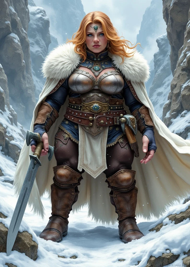fantasy illustrations of by Elmore_Style_LX , standing pose, Witches and warriors, sexy, skimpy, slutty, supermodel witch, adventure, cinematic, epic outdoor location, fantasy illustration, cinematic scene by forgotten realms, 1woman barbarian, skimpy armor, Huge breasts, bikini armor, sexy barbarian nude , with sword with a magic items, in the background epic winter sunset Fantasy masterpiece by Larry Elmore , dragonlance , <lora:Elmore_Style_LX-000010:0.6>