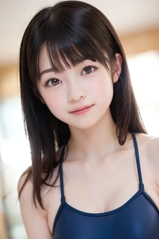 masutepiece, Best Quality, 8K, 8years old, Teen, Raw photo, absurderes, award winning portrait, Smile, Solo, (Night:1.8), Idol face, Delicate girl, Upper body, Digital SLR, Looking at Viewer, Candid, Sophisticated,Thin arms, Professional Lighting, Film grain, chromatic abberation, (Eyes and faces with detailed:1.0), (Bokeh:1.1) , (Blouse:1.1) , closes mouth , A dark-haired , drooing eyes , Average-sized breasts