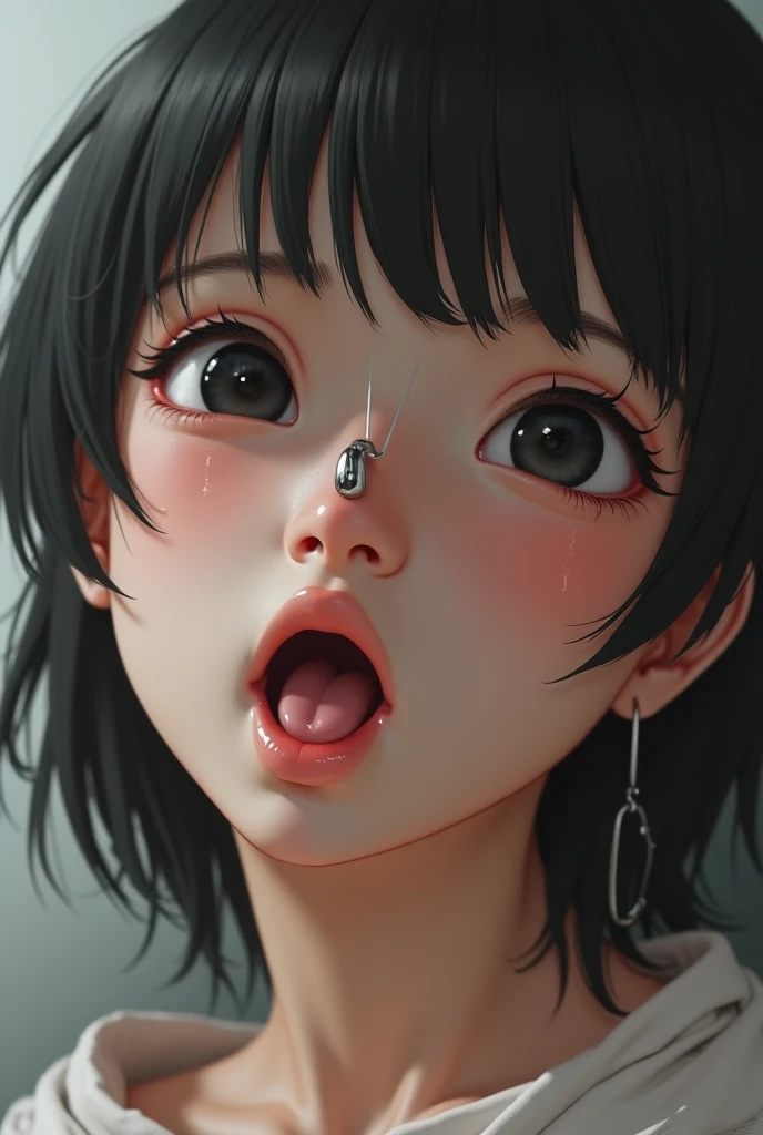 A girl is posing for a photo, cute小学生の女の子, face close-up:1.4, Face close up, ((Blue high neck knit dress:1.4), nose hook:1.4,nose_Needle:1.4)、 Earrings、

(((超High resolution)), ((highest quality)), ((masterpiece)), (Very detailed), (High resolution), (Beautiful sparkle), (High detail), (Anatomically correct)), ((Realistic)), ((The best CG)), Highly detailed art, CG illustration, 16k, 1080p, Oil paints:1.2,   

(((One Woman))), 
(Symmetrical facial features:1.4, Perfect Face), Beautiful clavicle, (Beautiful fingers), (Beautiful breasts, ((Small breasts))), 
Beautiful body, Beautiful thighs, Beautiful legs, Perfect round ass, (((Detailed skin, Oily skin, Textured skin, Beautiful Skin:1.4))), 

(((Baby Face, cute, 7 years old))), 
(Droopy eyes:1.4, Expression of fine eyes, Beautiful and delicate eyes, Sparkling eyes, Eye Reflexes, dark red eyes), 
(美しいnose,大きいnose), 
(Glossy lips, Beautiful Lips, Thick lips), 

(Beautiful Hair, Shiny Hair, Shiny Hair), Hair fluttering, (Blonde, Forehead:1.4, Straight Long Hair:1.4), 
break 

((torogao, drooling, shy, blush, open mouth, tsundere, naughty face、blush、cry, View Viewer)), 

(night、(Bedroom)), ((Seductive pose、Sexy pose,face close-up:1.4))
