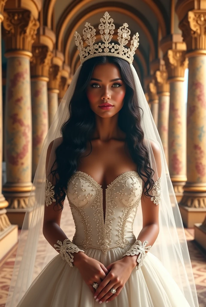 There is a 30-year-old queen in the palace.。She is wearing a short, thin, see-through camisole and a crown.。The queen is、She is looking at me and asking for sex in a provocative pose.。