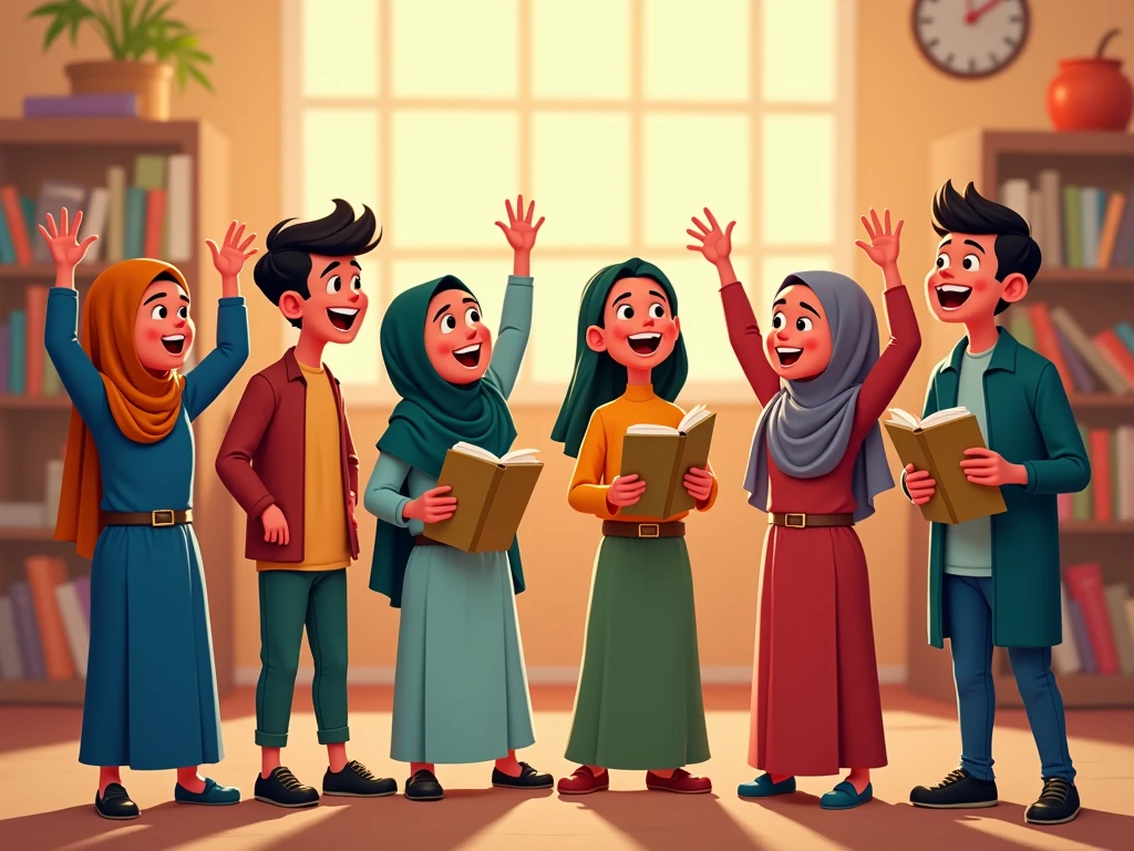 happy family with father and daughter wearing hijab graduating and with her mother wearing hijab
