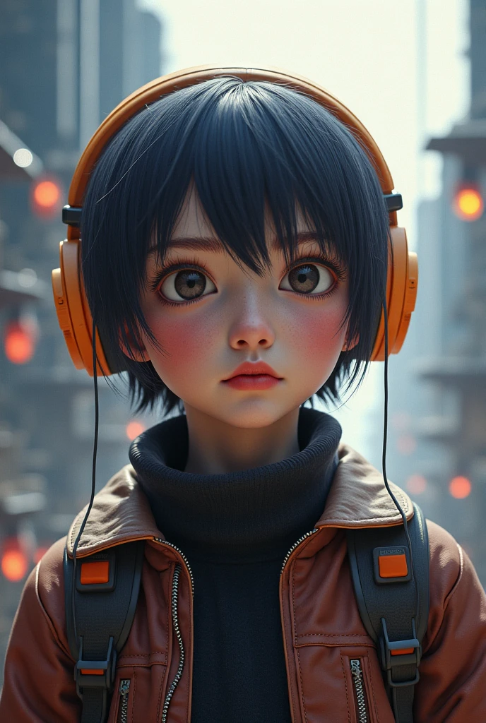 Extraordinary portrait of microscopic unknown little small adorable cyberpunk alien species over orange tech style of high tech fashion professional photography, 8k, adorable --auto --s2