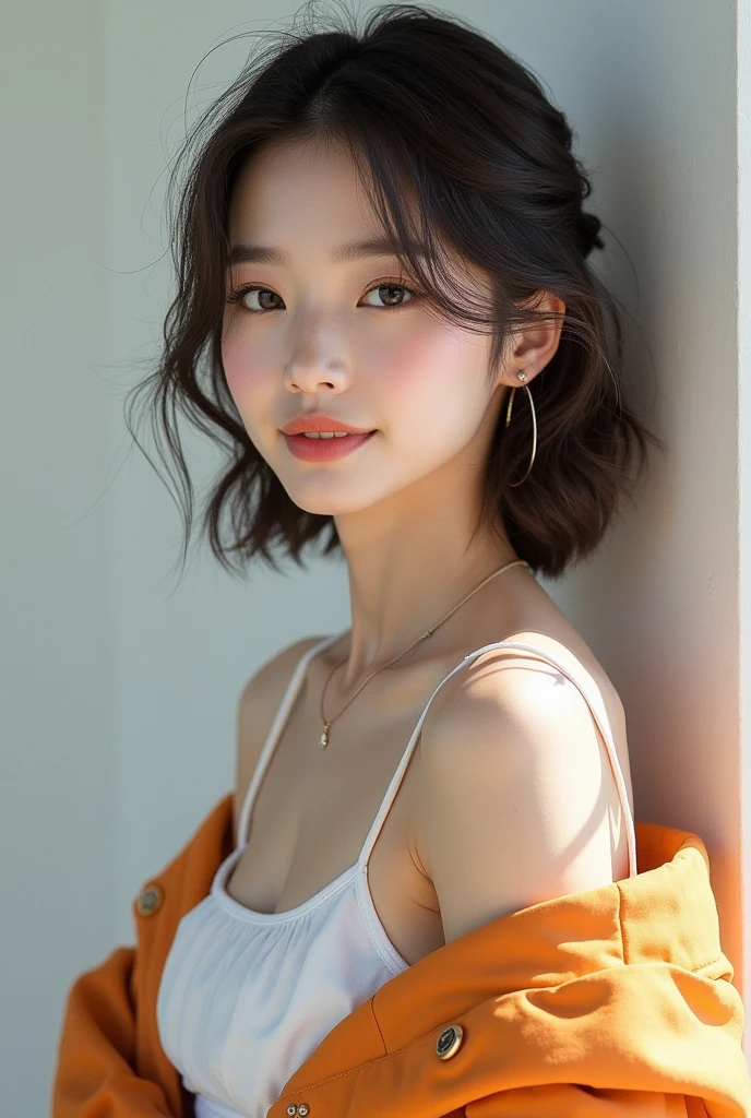 (((masterpiece))), (((highest quality: 1.4))), ((Very detailed: 1.4)) , (Full Body Shot), (Shot from the side), ((One Woman)), Incredible beauty、Voluptuous mature woman、((nude、Wearing a over-alls))、 Perfect look,double eyelidの目,Delicate makeup,Red lips、Cool Beauty, Accurately expresses details such as face and skin texture,(The most beautiful face and eyes), double eyelid,Delicate skin,