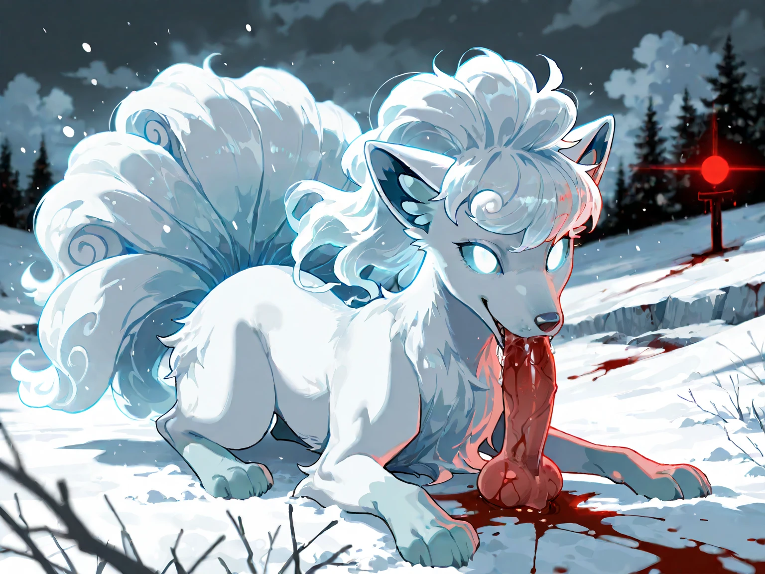 Feral, furry, erection, cum on tail, Animal genitalia, knot, anus, cute, excessive cum, fluffy tail