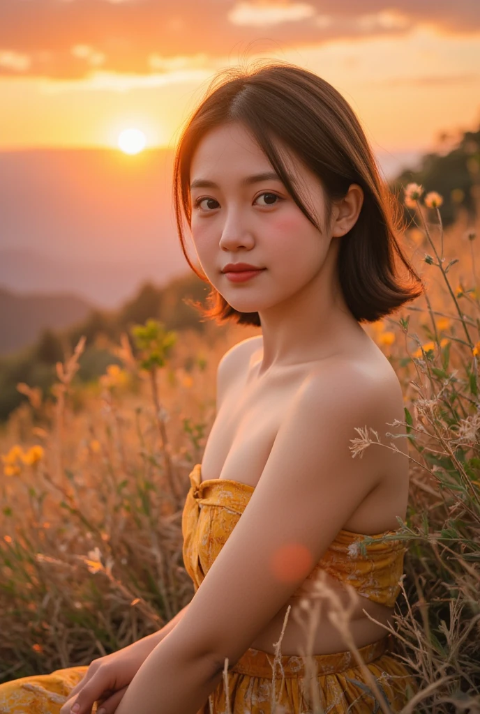 (Exposing breasts 1.6))),(((Exposing breasts 1.6))),(((Exposing breasts 1.6))),masterpiece, Highest quality, 8k, Absurd, Beautiful medium long bob hair,Woman in her late 20s, That shy expression is cute, （Sensual Style）,(（Seven episodes were filmed.................1.4）), (Nude 1.5), No makeup, The near road and the far road, Written boundary depth, Surreal, High resolution, photograph, Sharp focus, Face lamp, Dynamic Lighting, highest detailed, ,Extreme detaileds、Super detaileded、detailed、Real Skin、elegant features、Positive and optimistic、（The background is a colorful flower field)