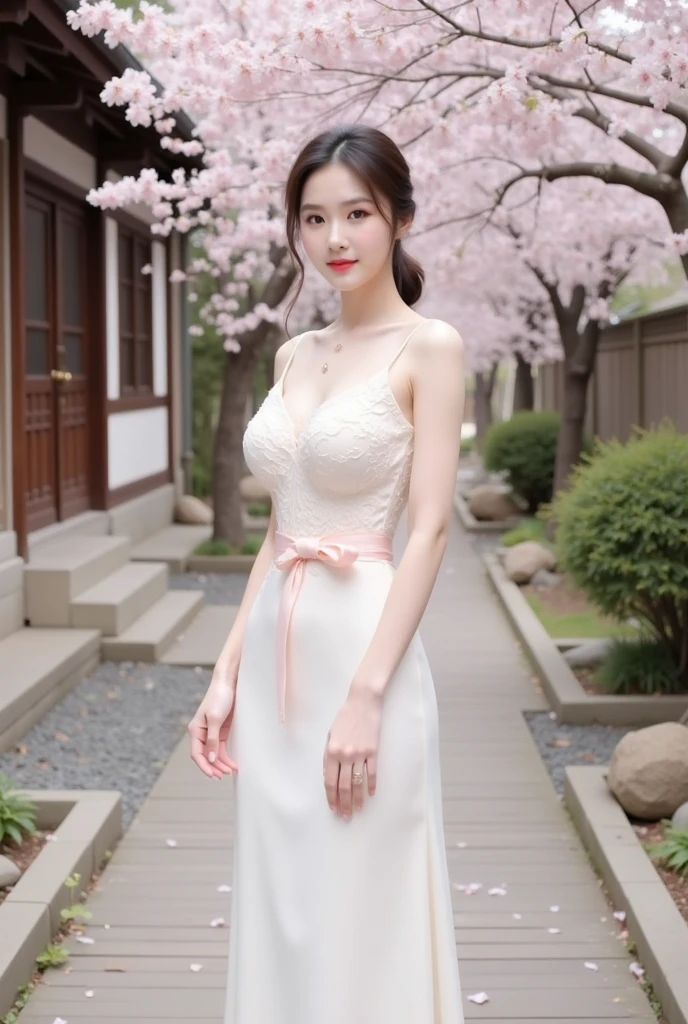 Are standing,High heels,Thin legs,delicate,Queen,whole body,Gorgeous necklace,tiara,Very skinny,Very small cleavage,skirt,masterpiece, Highest quality, Platinum Earrings, Platinum Necklace, White dress with colorful details,embroidery,Flowers,gem, One girl, cute, (Dynamic Lighting:1.2), Cinema Lighting, Delicate facial features, Fine grain, Sharp pupils, Depth of written boundary, Bokeh, Sharp focus, (Ultra-detailed, bloom, shine:1.4), たくさんの小さなgem