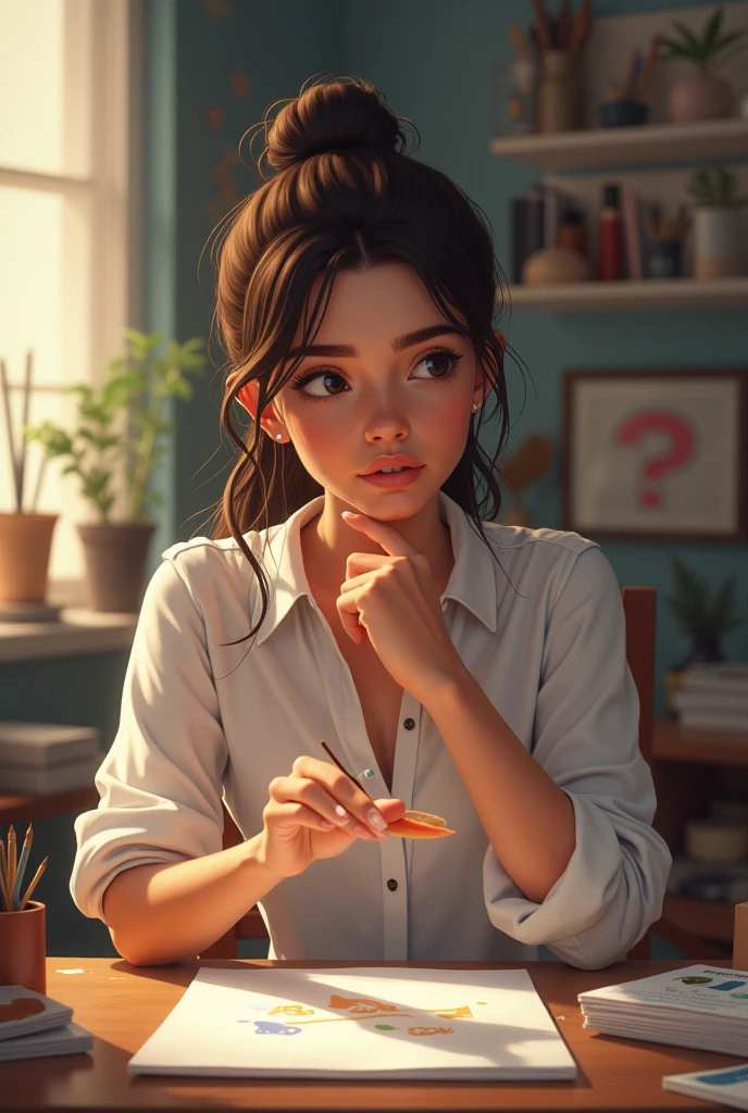 2D drawing a woman who interprets constructive criticism to improve