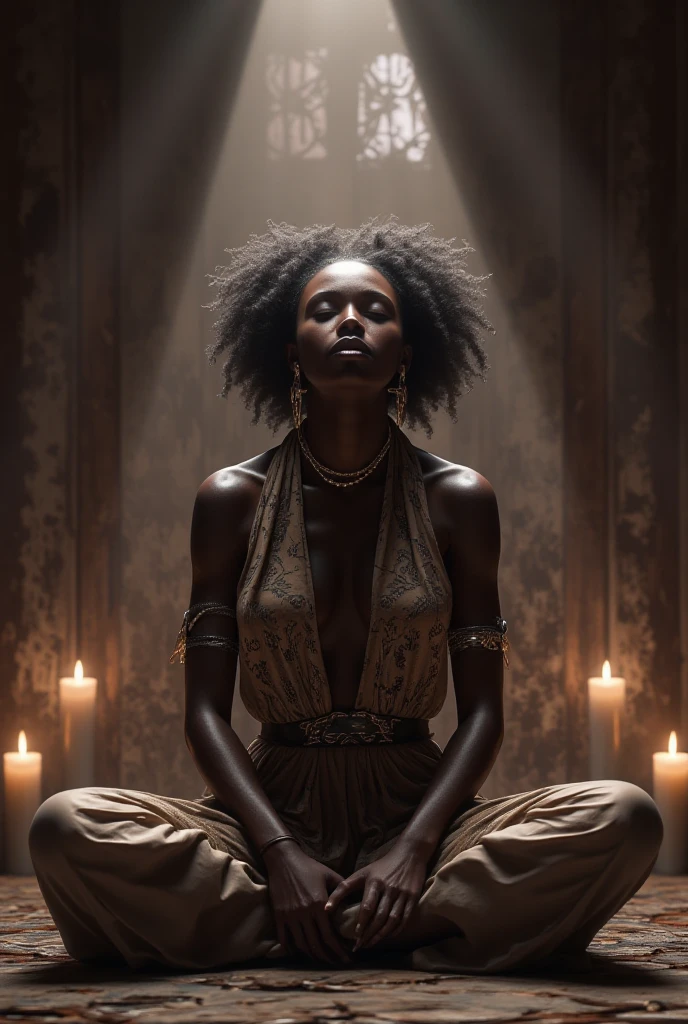 Scenes of Afro-Brazilian  Performing Rituals, Ethereal Lighting, Spiritual Moments, Symbolic Gestures, Unity and Connection, ultra-detalhado. 4k