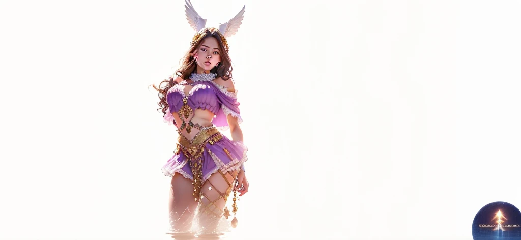 In the sky、Demon of Justice、Light and Dark Magic、Gray Hair、Belly Dance Cosplay、gem、Magic stone、、Saint Seiya、Gold holy robe、Camel Toe、Giant tit、Nipple Puffs、Cleavage、Plump、Super big breasts、Super big butt、Earrings、Earrings、necklace、Thick lips、Heterochromia、Bracelet、Caster wheel、first round、Hair Charm、Lip gloss、(Frilled Skirt、Pareo、Angel Halo、See-through)、magic circle、Dance Void Technique、aura、The wind is blowing、Skirt flip、Cowboy Shot