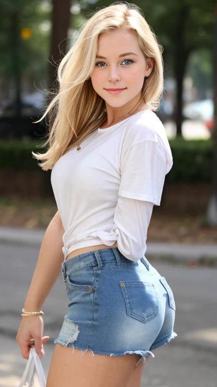 Tabletop、Highest quality、figure、 Super detailed、High resolution、8k wallpaper、Perfect dynamic composition,、Big and beautiful eyes、Blonde、High ponytail、Blonde Hair、
(Beautiful big breasts:1.3)、sexy poses、smile、20-year-old、cute、sexy shot looking at camera、One Woman、skirt、T-Shirts、Shorts、sexy、Big Ass、garden、Private Server
