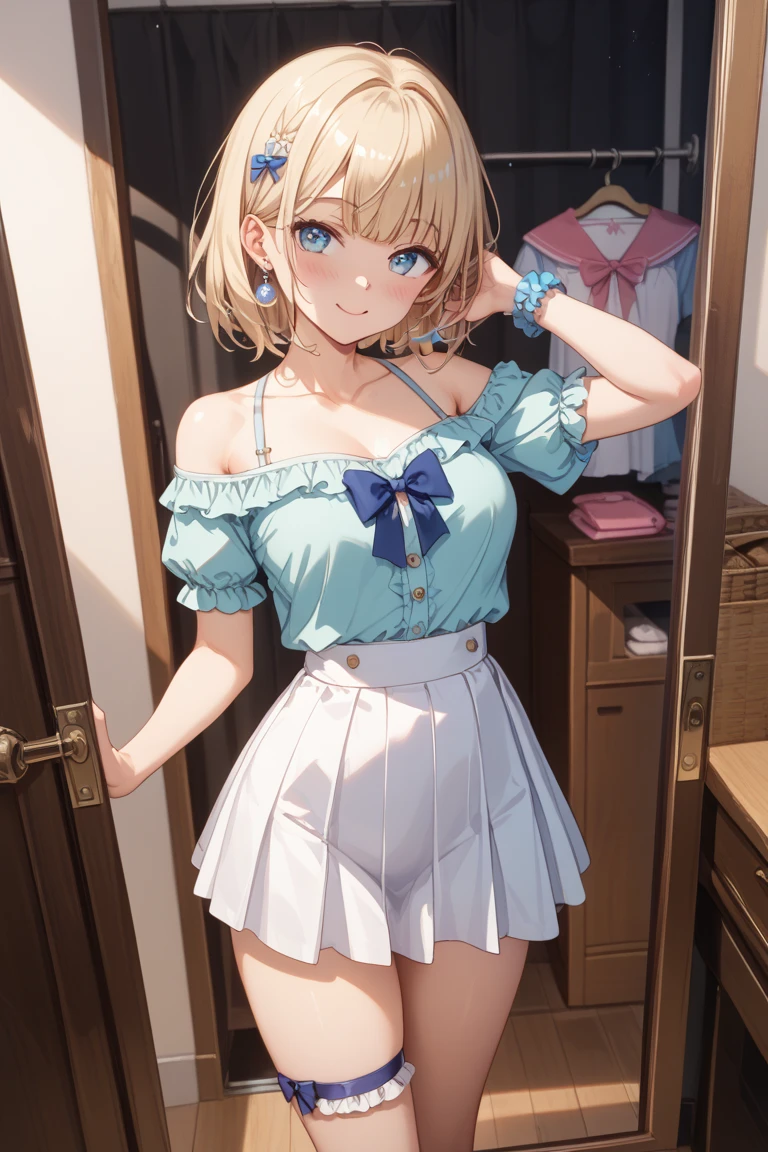 客席を見ながらBREAK、natta中,master piece、(ultra-detailliert)、1girl in、a smile、Chisato Nishikiki、pinafore、1girl in、Twel over the chest、After taking a bath,barechested,natta,A room in a hotel,窓からnatta景,white panties,masutepiece, Best Quality, Highly detailed,a smile,Senzoku Nishikiki,lycoris reoil