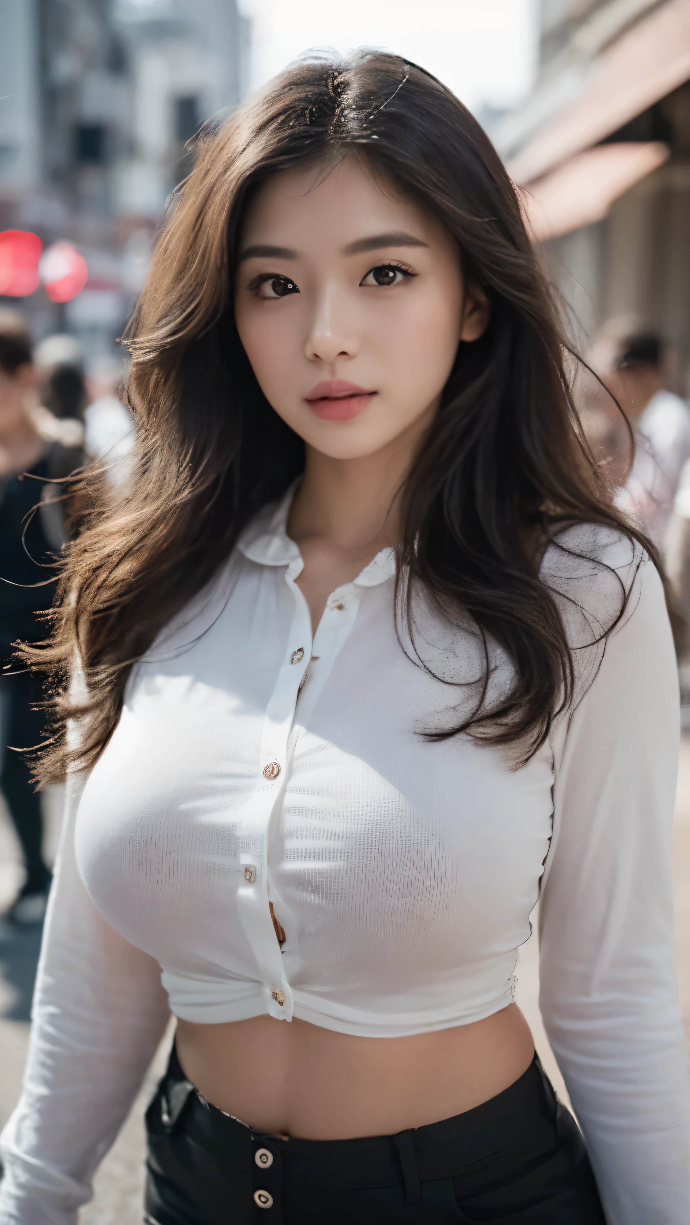 (8k、RAW Photography、Top image quality、masterwork:1.2)、(realisitic、Photorealsitic:1.37)、1girl、japanes、28 year old、femele、Sateen、A city scape、Street、natural soft light、photon maping、Radio City、Detailed face、Detailed lips、detailedeyes、More skin、Double eyelids、Dark brown hair、(huge-breasted:1.4)、(Tight shirt、rain-soaked shirts)、(shortpants、Shorts wet in the rain)、a necklace、(nipple protrusions:1.3)、Hourglass-shaped body、shinny skin、(Wet Body:1.4)、Model Pose、sexy facial expression、cowboy shot、Make eye contact with the camera