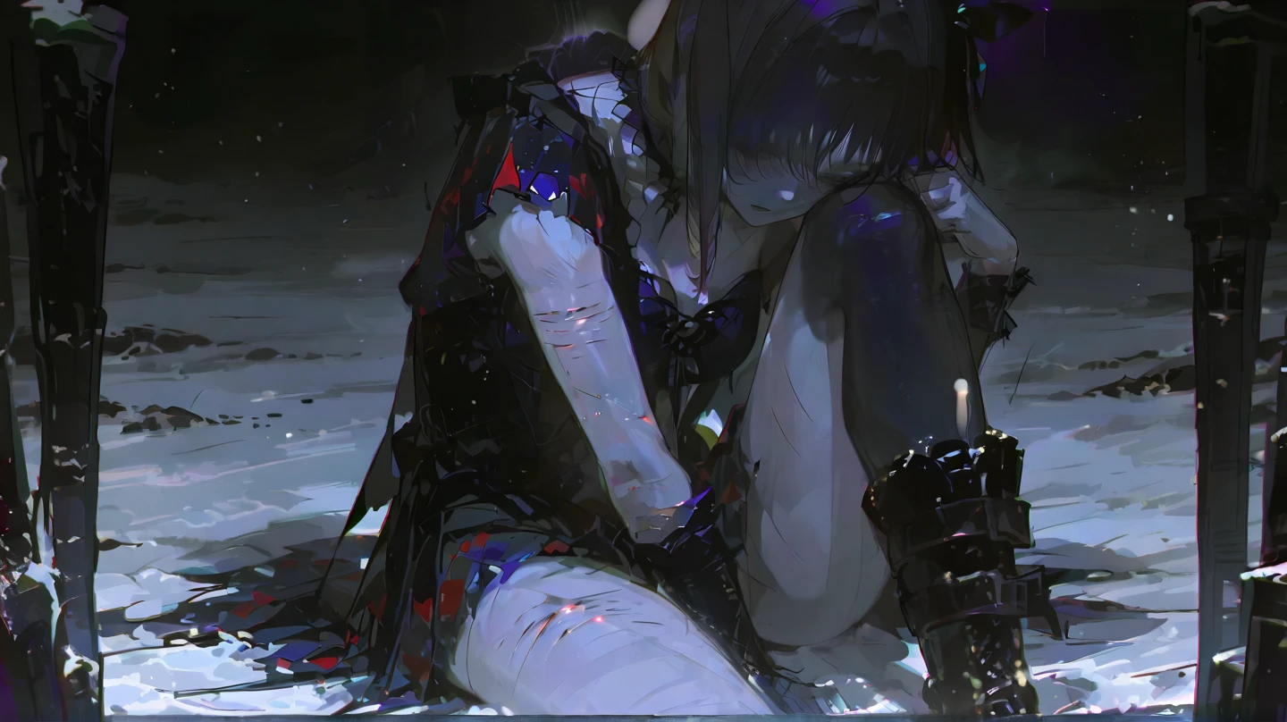 Inside the ruins,The deepest part of the abandoned ruins, burnt and rotting , The exit is blocked by debris. A futanari humanoid with missing limbs, broken and torn arms and legs, wearing a tattered ancient Egyptian costume that exposed her breasts, nipples and pussy,robot joints ,lesbian sex, hug each other, look at each other, deep kiss, seek each other, Accomplish, holding hands with fingers intertwin eyes get cloudy, Smiling through tears,scatter sparks, Traces of destruction,Decayed limbs, abandoned for a long time, The skin is peeling off in places, the skin is melting in places, there are wires coming out of the peeled skin, Severely damagedBig breasts, plump belly and thighs,Pitch darkness, , One eye is missing, major damage to abdom, humanoid remains, Liquid from pussy,Broken arm, missing arm, broken leg, missing leg,sit down, There's semen all over my belly and face.Lay the humanoid, with only the right arm, torso, limbs are missing, His limbs are broken and he's lying on the floor. You can't see the outside scenery, behind closed doors, in the middle of the night, in pitch darkness.Decayed whole body, old, long abandoned, decaying limbs, robot joints,sisters,