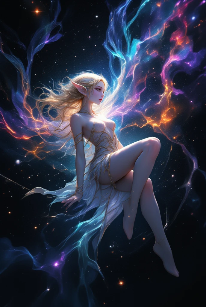 ((best quality)), ((masterpiece)), ((realistic)), full body portrait, {lillith}, 1girl, (((celestial))), deity, {teifling goddess}, light particles, halo, looking at viewer, (bioluminescent:0.95) ocean, bioluminescent, piercing glare, celestial bioluminescent eyes, vibrant, (((colourful))), color, (glowing, glow), (beautiful composition), cinematic lighting, intricate, (symmetrical:0.5), whimsical, {fisheye lens}, ((angle from side)), (((corrupted celestial feathers falling in background)))