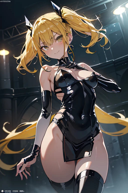 ((Best quality)), ((masterpiece)), (detailed), ((masterpiece)), ((high quality)), solo, oshino shinobu, blonde hair, (((seductive look))), , nipples, ((unzip suit)), look at viewer, in the night club, cowboy shot, sexy, erotic