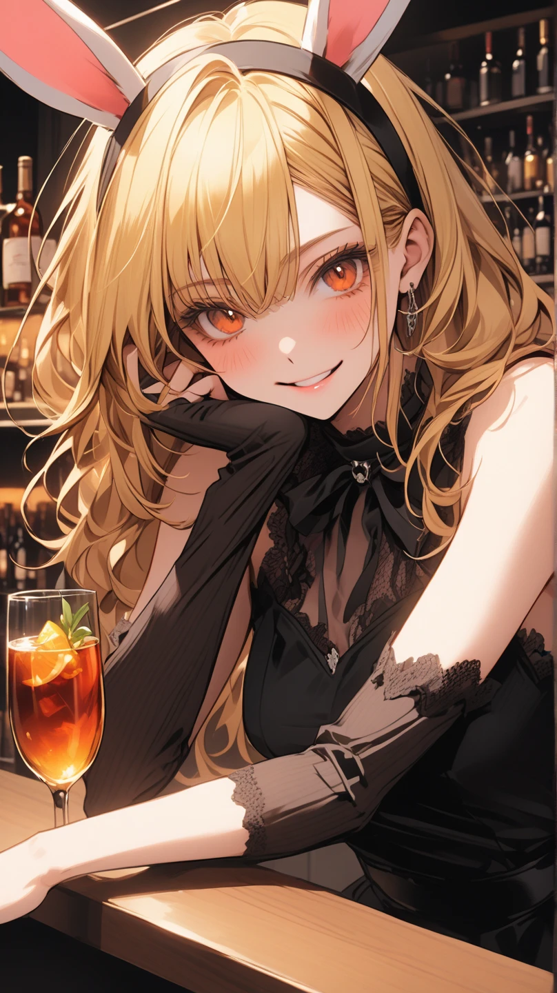 14 year old prostitute in a tight dress with the look of a mistress, with a glass of champagne in hands