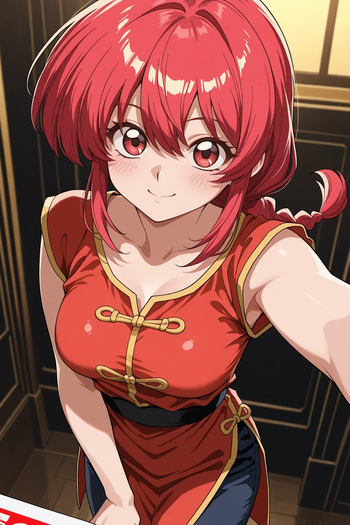 Nsfw, (master part, best quality;1.3), extremamente detalhado ,ultra detalhado, 1girl,sozinho, seios pequenos, sorriso maligno, ornamento de cabelo, jewelries, Brincos, Olhando para o Viewer, minissaia, spread armpit