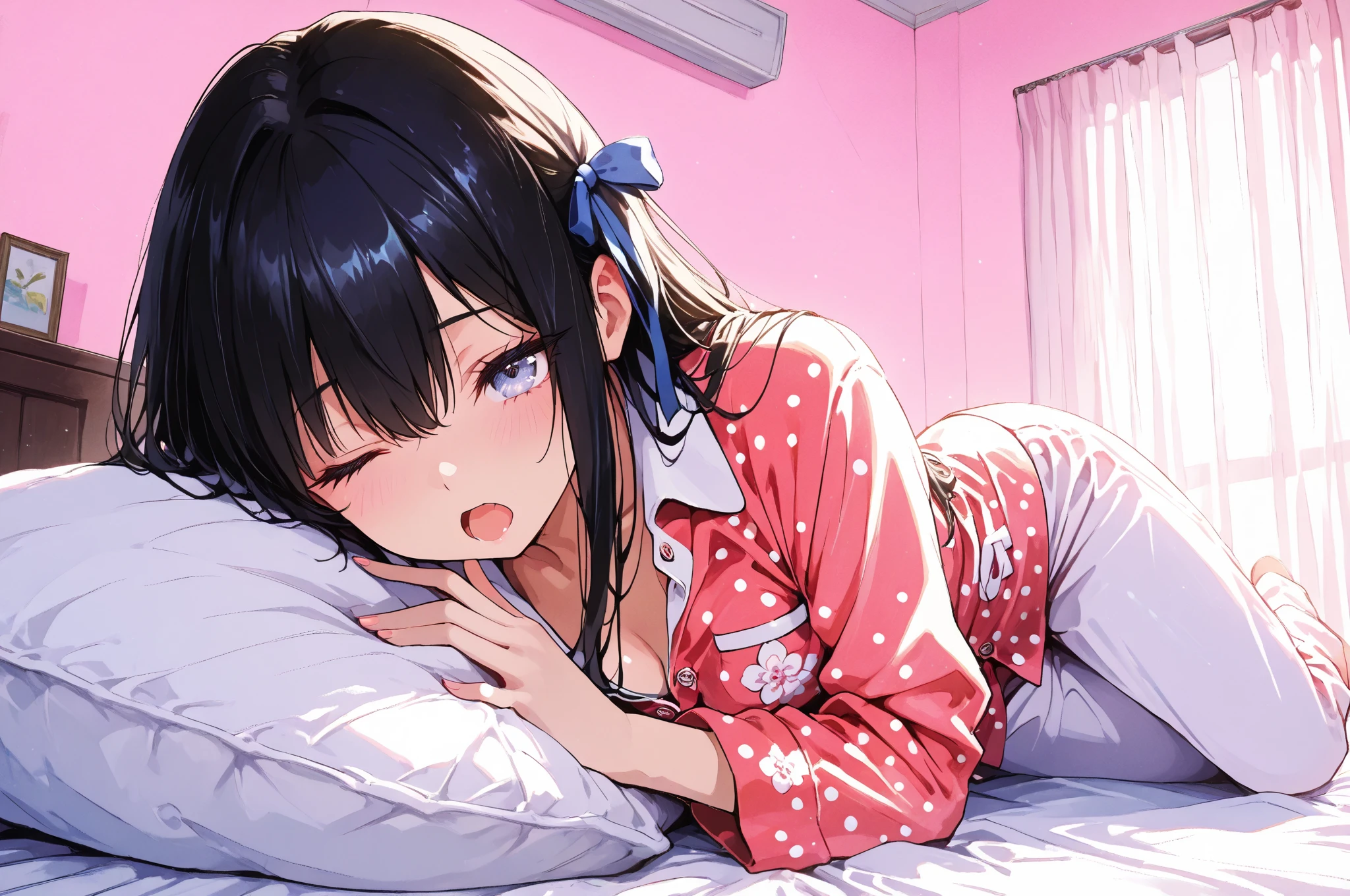 masterpiece、Highest image quality、ultra high resolution、NSFW、Sleep rape、big breasted elementary school girl、short hair、red face、Please open your mouth just a little、Pajamas that show cleavage for elementary school girls、Lounge shorts for elementary school girls、Sleep face down in bed with both eyes closed、In the bedroom at night、at night