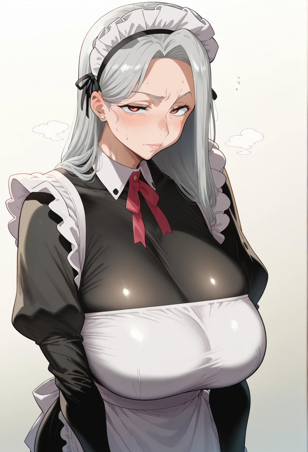 Maid, embarrassment, long hair, vibrator G_CUP(HUGE_BREASTS) shirtless