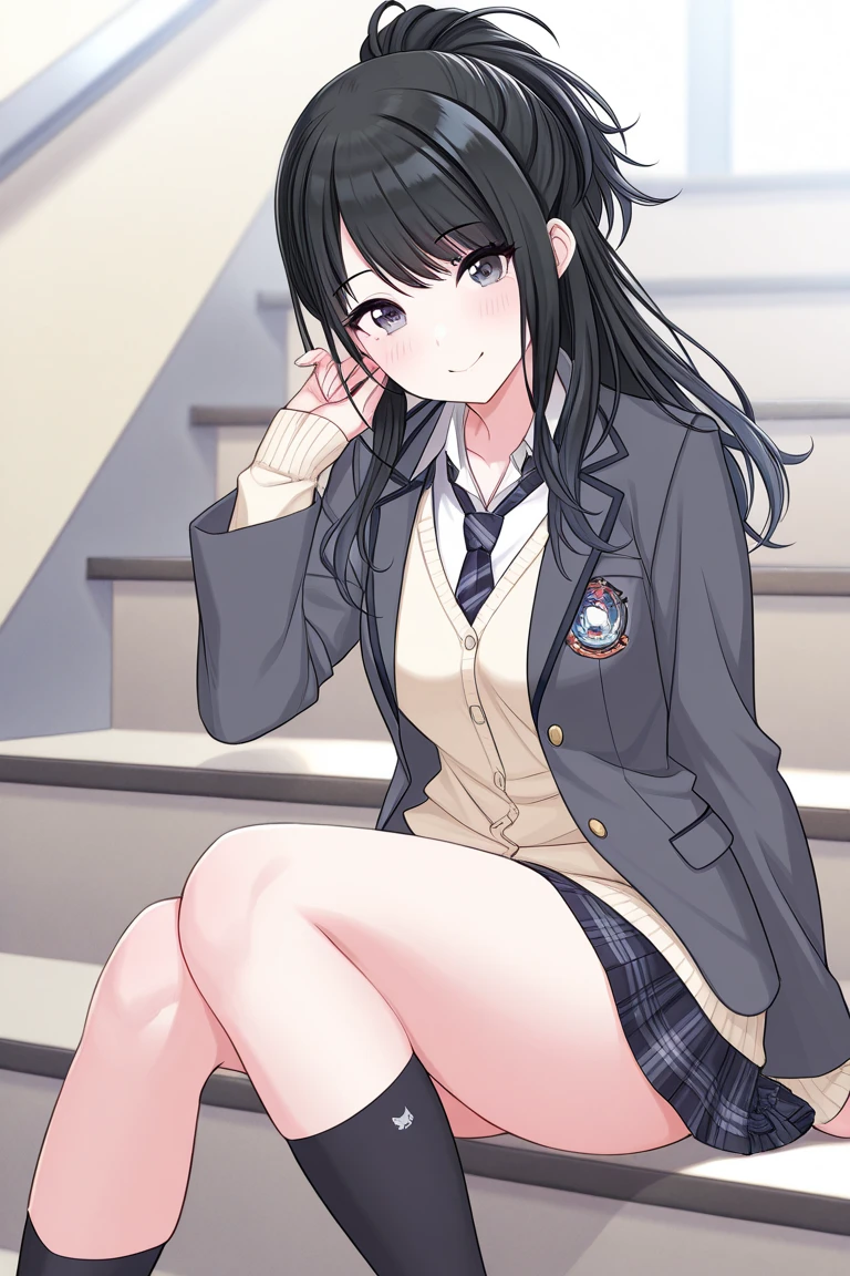 (masterpiece:1.2),best quality,PIXIV,
Anna yamada,1girl,black hair,blush,looking down,solo,long hair,brown eyes,shirt,mole,school uniform,smile,jacket,blurry,barefoot,white shirt,blazer,indoors,
<lora:Anna yamada-000016:0.8>,