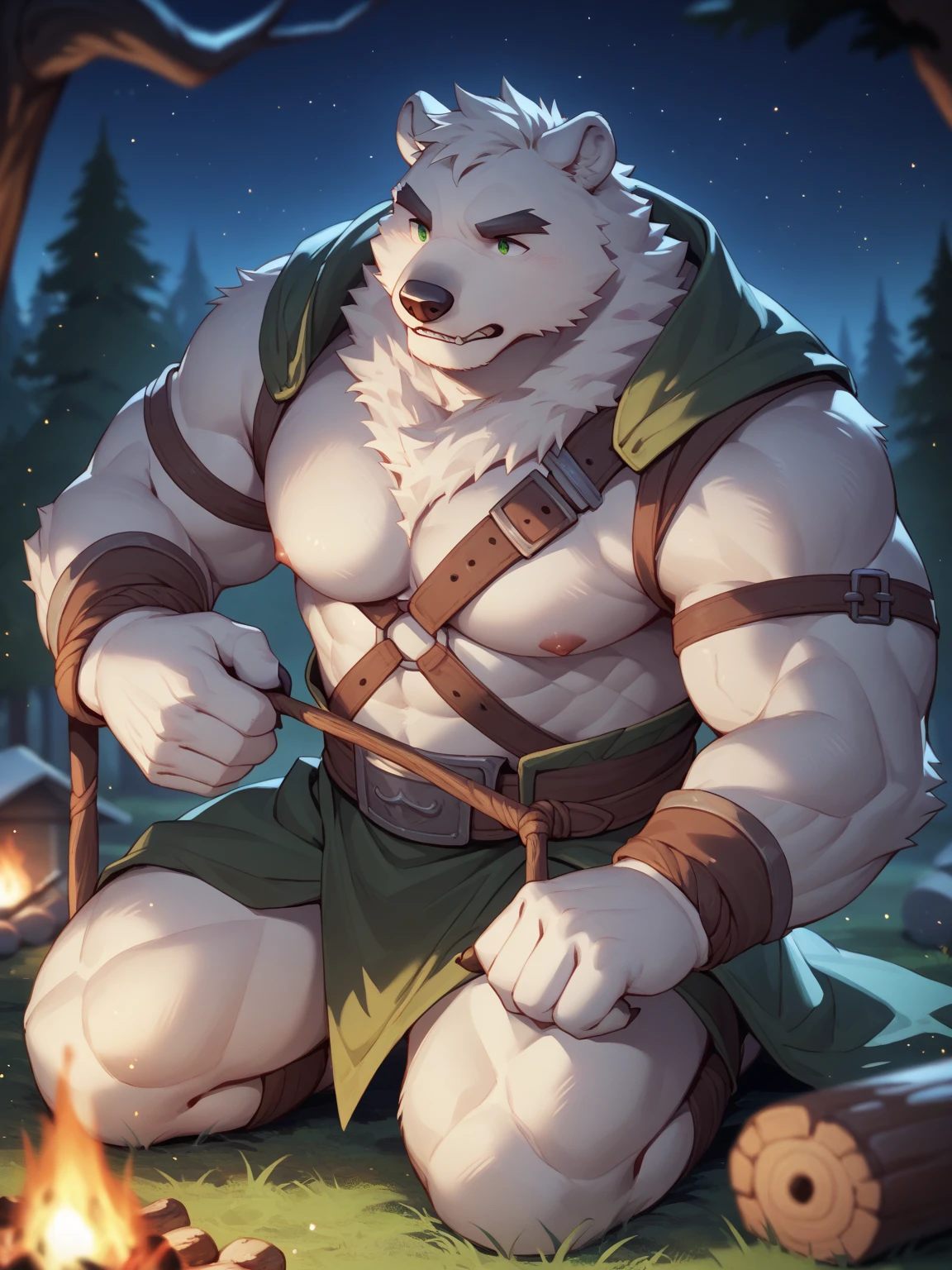 masterpiece, high quality, anime, detailed eyes, male jinpei, anthro, bear, Great physique, strong arms manly, (((green bear))), (((green fur))), green hair, beard, white eyebrows, bald, detailed red eyes, tall, Joyful, by zixiong, onsen, hotspring, snow, forest, outdoor, rock, scenary, steam, (partially submerged), mount fuji, naked, bare body, Entering the open-air bath、hot onsen, water vapour, Night (Illustration: 1.0), epic composition, Realistic lighting, HD details, masutepiece, Best Quality, (extremely detailed CG unified 8k wallpaper)