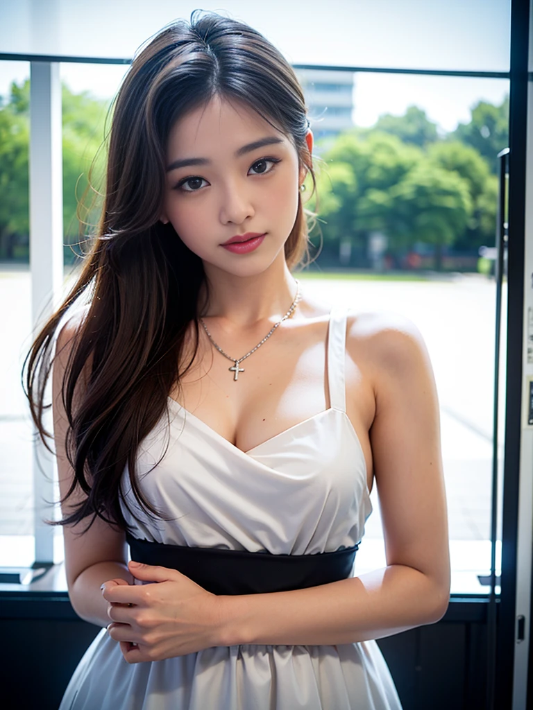 ulzzang-6500-v1.1, (raw photo: 1.2), (photorealistic: 1.4)) best quality, beautiful, beautiful, beautiful, extremely detailed, CG, unity,8k amazing wallpaper, beautiful detail, masterpiece, best quality, official art, very detailed CG unity 8k wallpaper, ridiculous, unbelievably ridiculous, huge file size, super detailed, high resolution, very detailed, beautiful detailed girl, very detailed eyes and face, beautiful detailed eyes, movie lighting, 1 girl, perspective, looking at the audience, full body, full body photo, outdoors, hands behind your back, (Hanfu)
