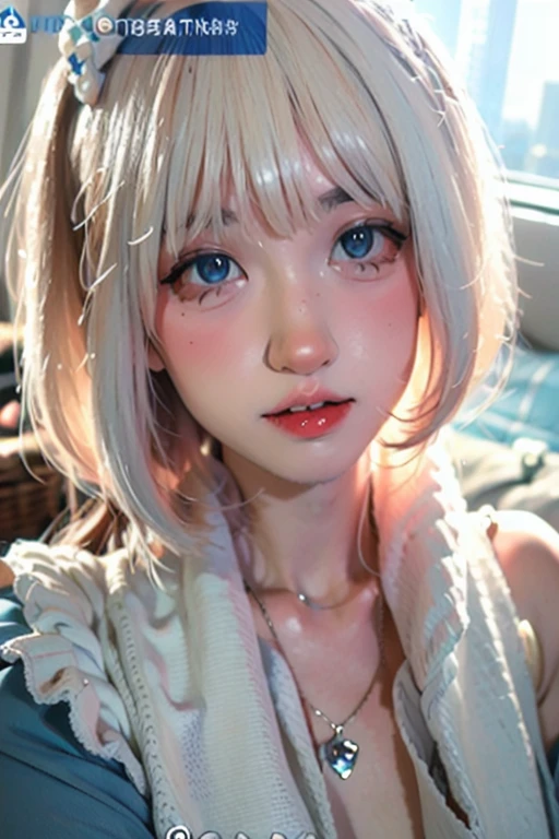 Mastepiece、Highest quality、An illustration、Ultra-detailed、High resolution、8k wallpaper、Perfect dynamic composition、美しい詳細な明るいLight blue eyes、Wearing a swimsuit、Random and cute natural platinum blonde hairstyles、Super Long Hair、Medium Bust、Natural color lip、Beach、Random and cute poses、very beautiful、big、Shine、Light blue eyes、Very large eyes、Cheek highlighter、small face、Nipples are visible、I ejaculated all over her body、My whole body is wet with sperm、