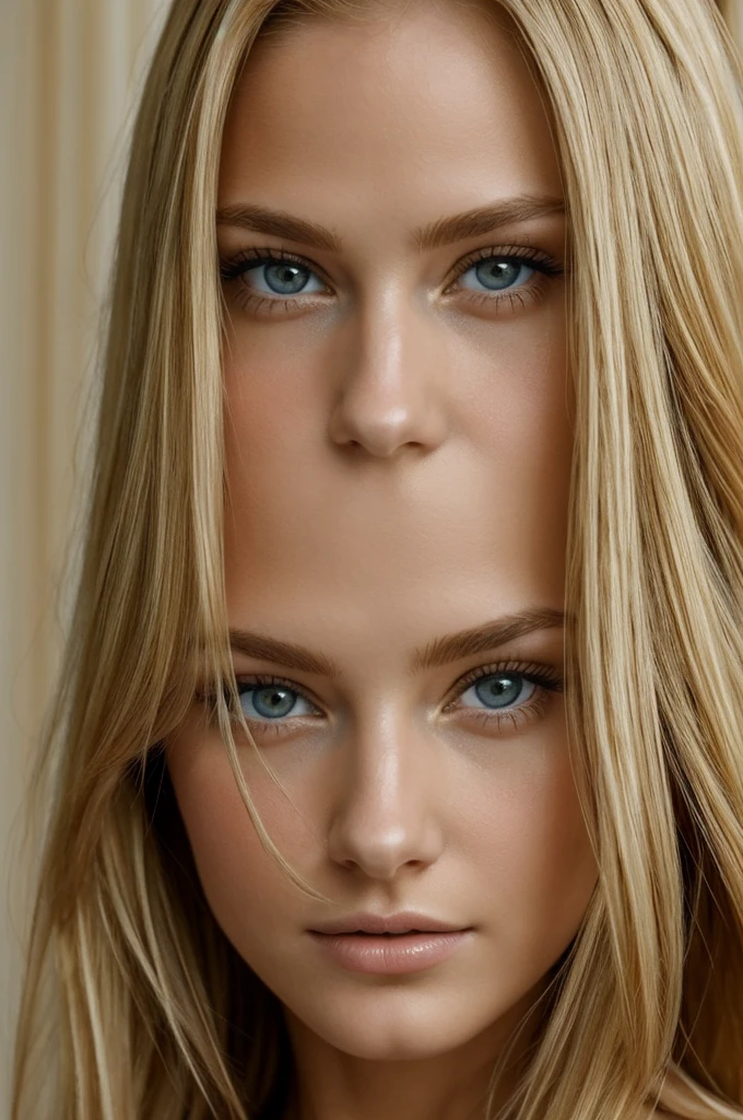 Beautiful blonde girl with red eyes identical to Dakota fanning
