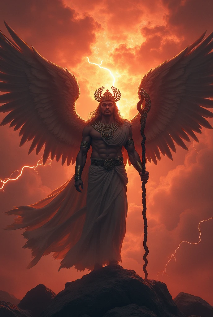 The angel Miguel stomping on the devils head