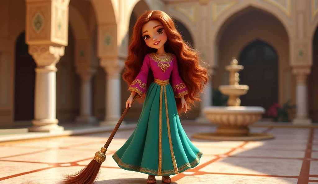 Image of dressed in Disney Pixar 3D style.with red hair nap