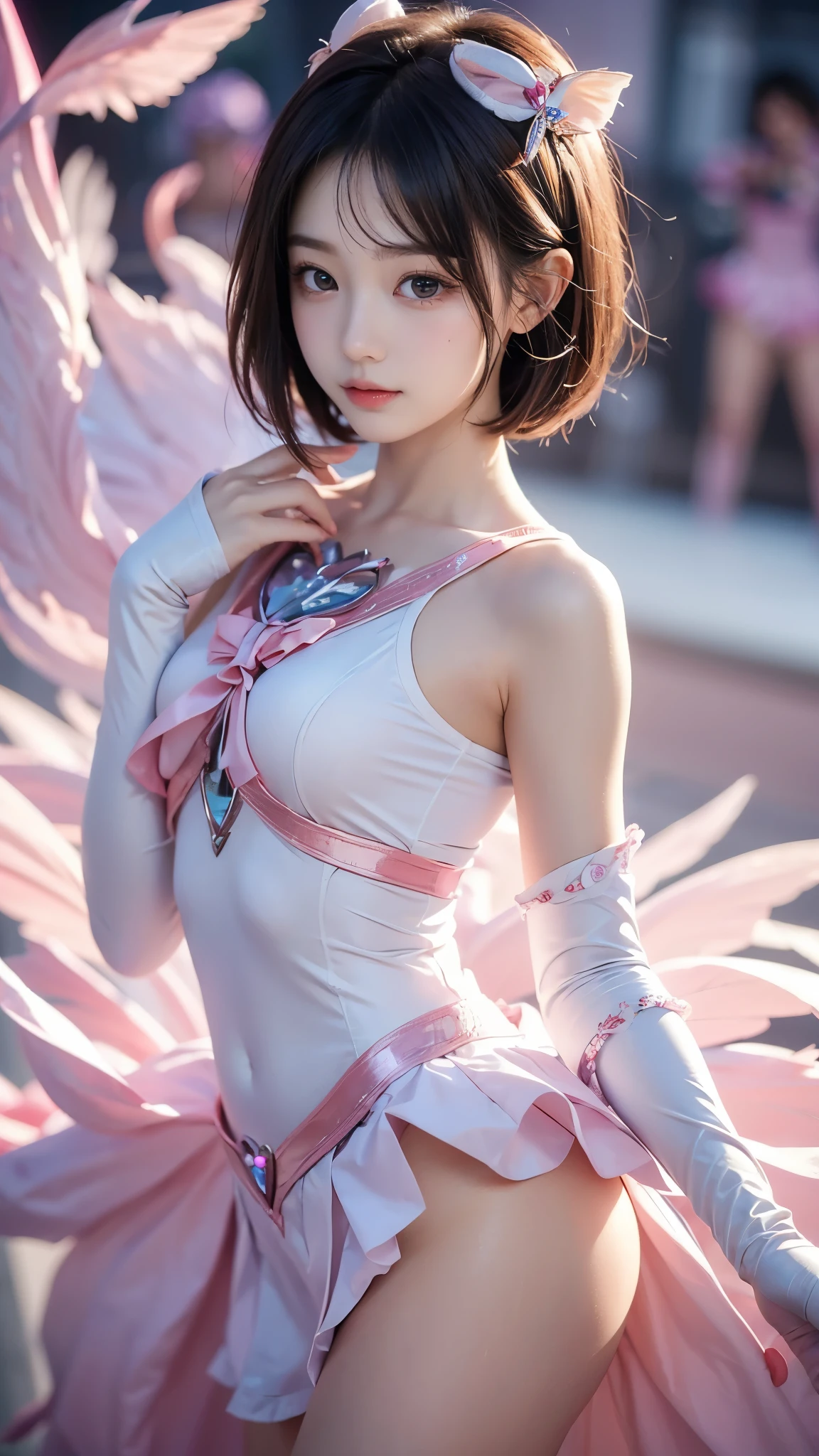 (((Transcendental Sexy Magical Girl)))、(( small )), nice bob cut、slender body line、wonderful hairstyle、Highest Quality、masterpiece、best quality、reality、ultra high definition、(detailed hands:1.2, perfect right hand:1.2)
