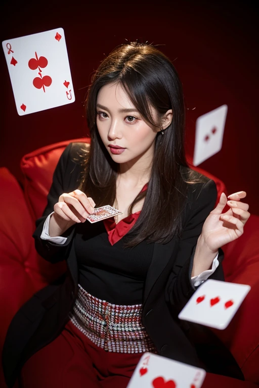 (Best quality, 8k, 32k, Masterpiece, UHD:1.2), (Best quality, 8k, 32k, Masterpiece, UHD:1.2), "Transform the image into the iconic Hyakkaou Private Academy School from the manga and anime series 'Kakegurui – Compulsive Gambler.'
Set the scene inside the prestigious academy, capturing its opulent and sophisticated atmosphere. Depict grand architecture with marble floors, towering columns, and ornate chandeliers adorning the ceilings.
Showcase the main hall of the academy, where high-stakes gambling matches take place among the students. Illustrate sleek gambling tables surrounded by students dressed in their distinctive school uniforms, exuding confidence and intensity as they engage in thrilling games of chance.
Include prominent characters from 'Kakegurui – Compulsive Gambler,' such as Yumeko Jabami and the student council members, each displaying their unique personalities and quirks.
Incorporate dynamic lighting to enhance the dramatic ambiance of the gambling hall, with spotlights illuminating the action and casting dramatic shadows across the scene.
Capture the tension and excitement of the gambling matches, portraying intense facial expressions, body language, and gestures as the characters strategize and compete against each other.
Finally, convey the underlying theme of power, ambition, and intrigue that defines life at Hyakkaou Private Academy, immersing viewers in the captivating world of high-stakes gambling and cutthroat competition."